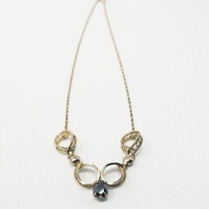 Vintage Black Alaskan Diamond Choker Necklace Silver & Gold wash